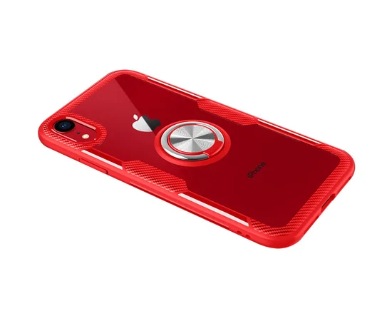 TPU+PC чехол Deen CrystalRing for Magnet (opp) для Apple iPhone XR (6.1") Бесцветный / Красный