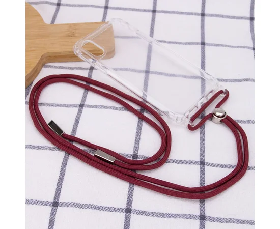 Чехол TPU Crossbody Transparent для Apple iPhone XR (6.1") Красно-Коричневый