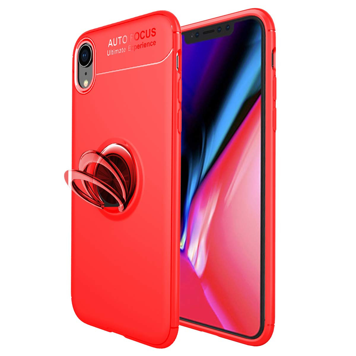 TPU чехол Deen ColorRing под магнитный держатель (opp) для Apple iPhone XR (6.1") Красный / Красный