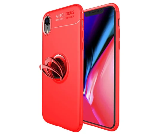 TPU чехол Deen ColorRing под магнитный держатель (opp) для Apple iPhone XR (6.1") Красный / Красный