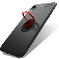 TPU чохол Deen ColorRing під магнітний тримач (opp) для Apple iPhone XR (6.1 ") Чорний / Червоний