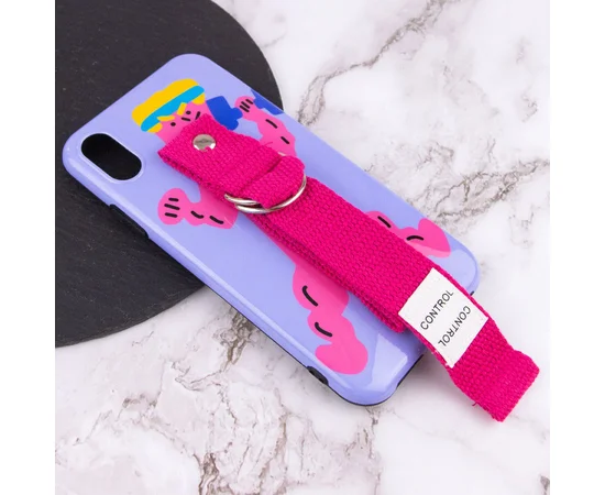 Чехол Funny Holder с цветным ремешком для Apple iPhone XR (6.1") Фиолетовый / Малиновый