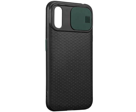 Чехол Camshield Black TPU со шторкой защищающей камеру для Apple iPhone XR (6.1") Черный / Темно-зеленый