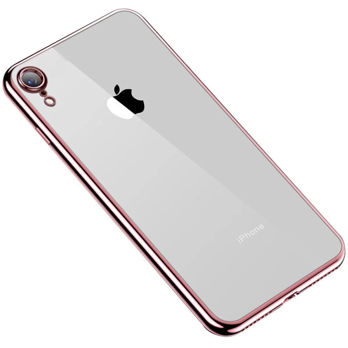 Прозорий силіконовий чохол з глянсовою окантовкою Full Camera для Apple iPhone XR (6.1 ") Rose Gold
