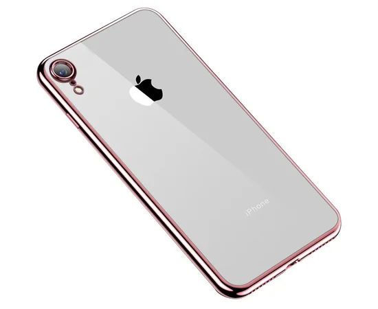 Прозрачный силиконовый чехол с глянцевой окантовкой Full Camera для Apple iPhone XR (6.1") Rose Gold