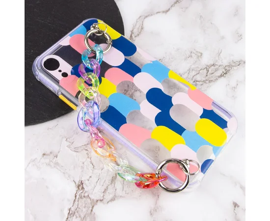 TPU+PC чехол Colorspot с ремешком-цепью для Apple iPhone XR (6.1") Dots