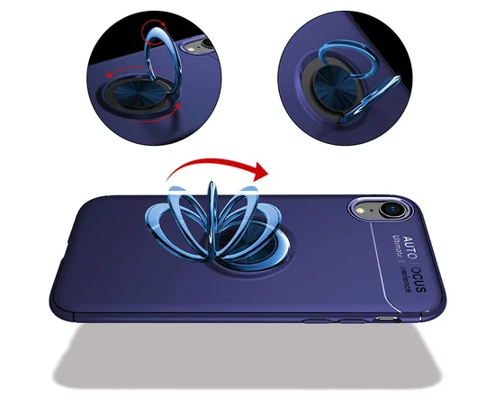 TPU чехол Deen ColorRing под магнитный держатель (opp) для Apple iPhone XR (6.1") Синий / Синий