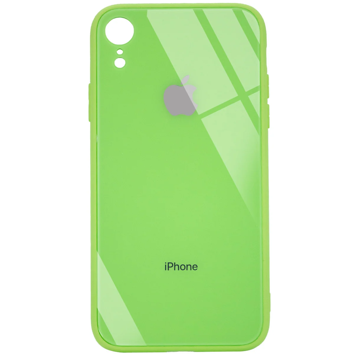 TPU+Glass чехол GLOSSY Logo Full camera (opp) для Apple iPhone XR (6.1") Салатовый
