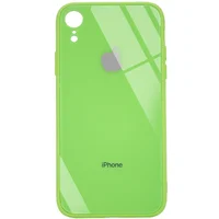 TPU+Glass чехол GLOSSY Logo Full camera (opp) для Apple iPhone XR (6.1") Салатовый