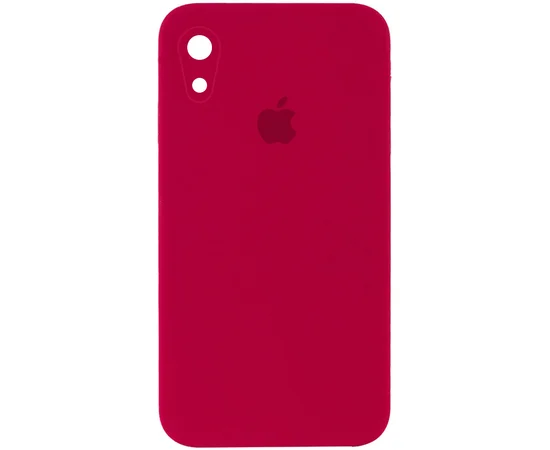 Чехол Silicone Case Square Full Camera Protective (AA) для Apple iPhone XR (6.1") Красный / Rose Red