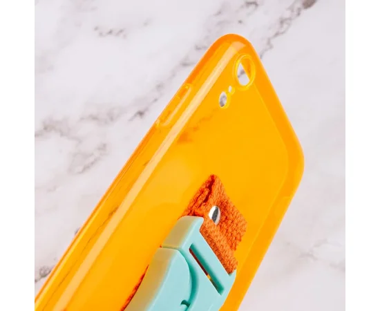 Чехол Handfree с цветным ремешком для Apple iPhone XR (6.1") Оранжевый