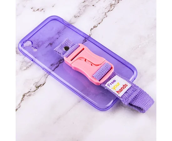 Чехол Handfree с цветным ремешком для Apple iPhone XR (6.1") Фиолетовый