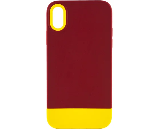 Чохол TPU+PC Bichromatic для iPhone XR (6.1") Brown burgundy / Yellow