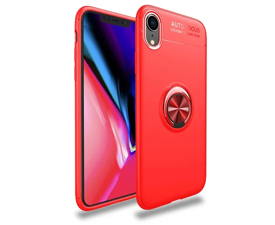 TPU чехол Deen ColorRing под магнитный держатель (opp) для Apple iPhone XR (6.1") Красный / Красный