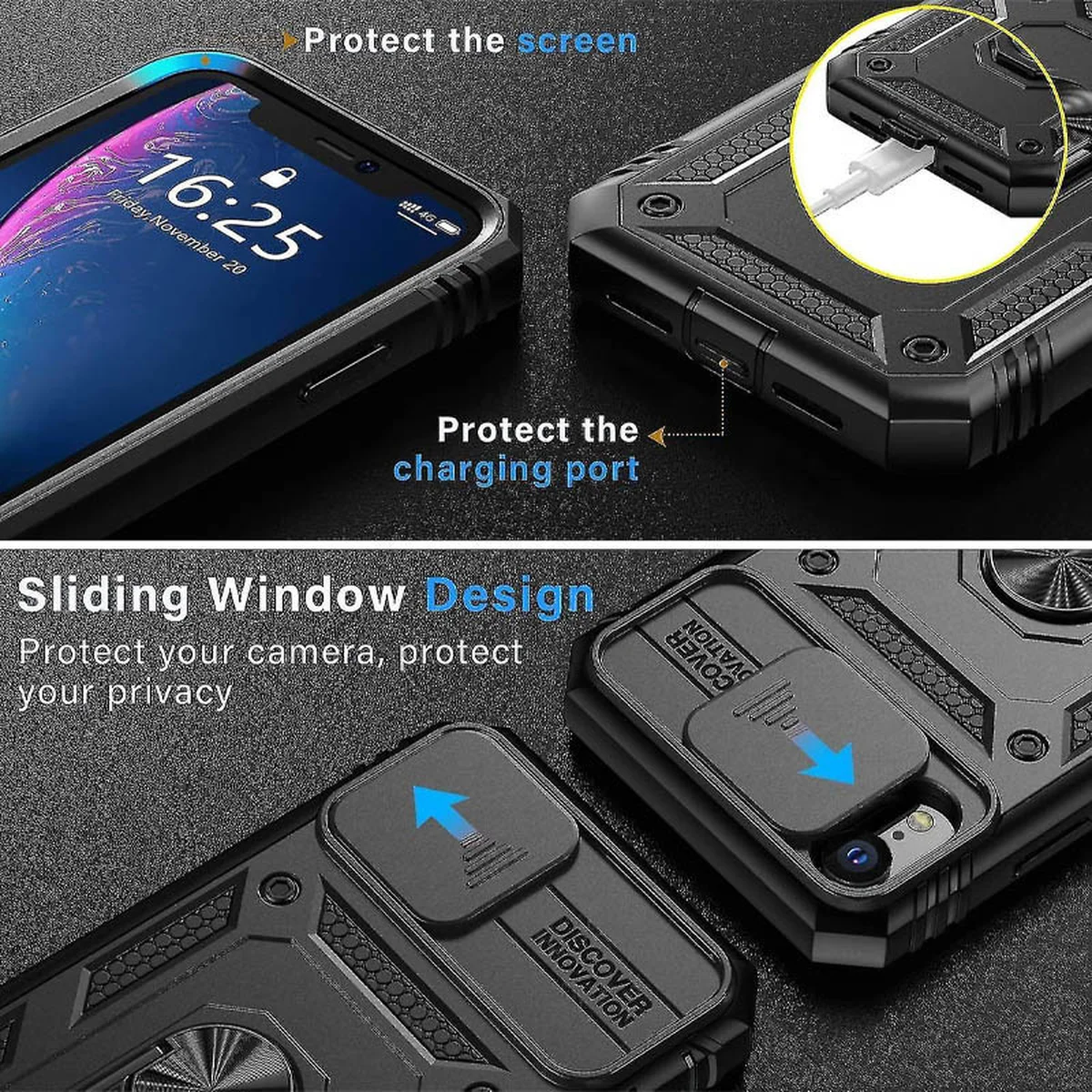 Удароміцний чохол Camshield Serge Ring для Apple iPhone XR (6.1") Чорний