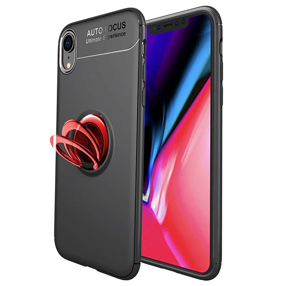 TPU чохол Deen ColorRing під магнітний тримач (opp) для Apple iPhone XR (6.1 ") Чорний / Червоний