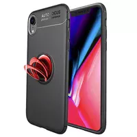 TPU чохол Deen ColorRing під магнітний тримач (opp) для Apple iPhone XR (6.1 ") Чорний / Червоний