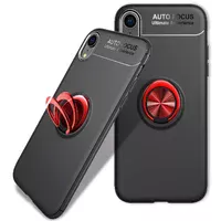 TPU чохол Deen ColorRing під магнітний тримач (opp) для Apple iPhone XR (6.1 ") Чорний / Червоний