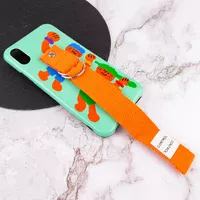 Чохол Funny Holder з кольоровим ремінцем для Apple iPhone XR (6.1") Зелений / Помаранчевий