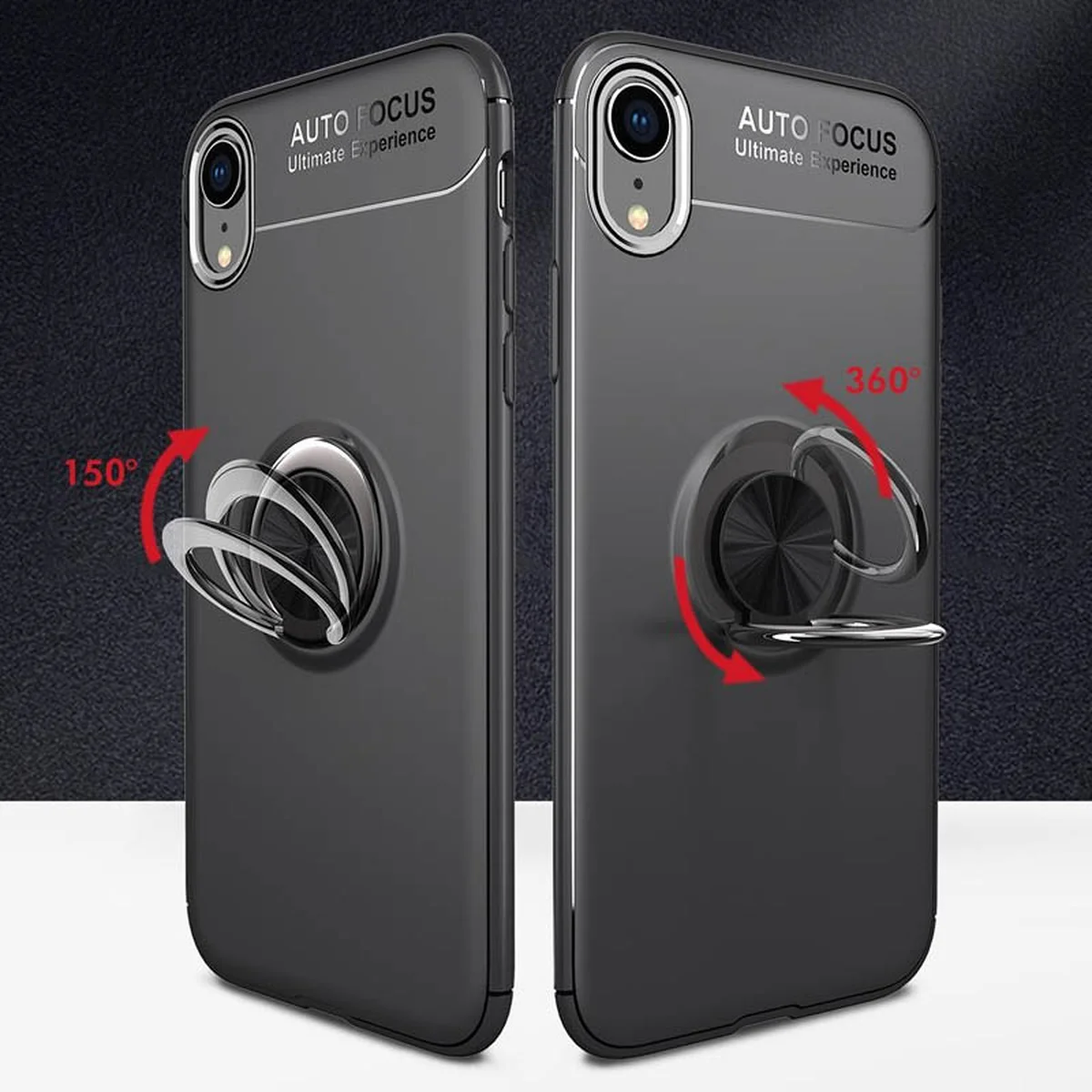 TPU чехол Deen ColorRing под магнитный держатель (opp) для Apple iPhone XR (6.1") Черный / Черный