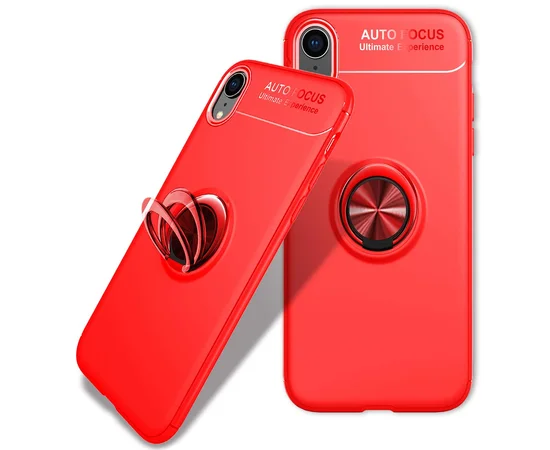 TPU чехол Deen ColorRing под магнитный держатель (opp) для Apple iPhone XR (6.1") Красный / Красный