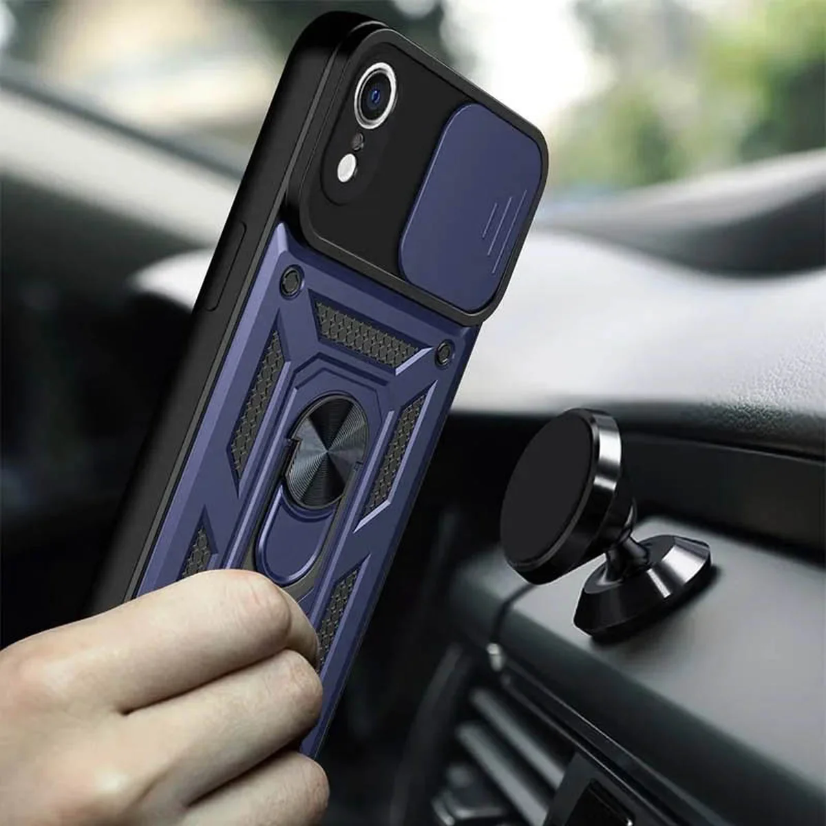 Удароміцний чохол Camshield Serge Ring для iPhone XR (6.1") Синій