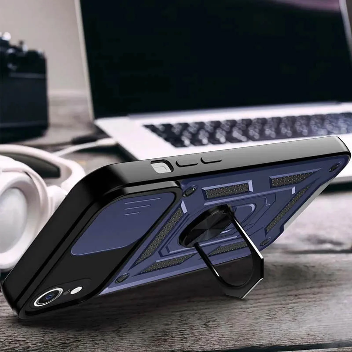 Удароміцний чохол Camshield Serge Ring для iPhone XR (6.1") Синій