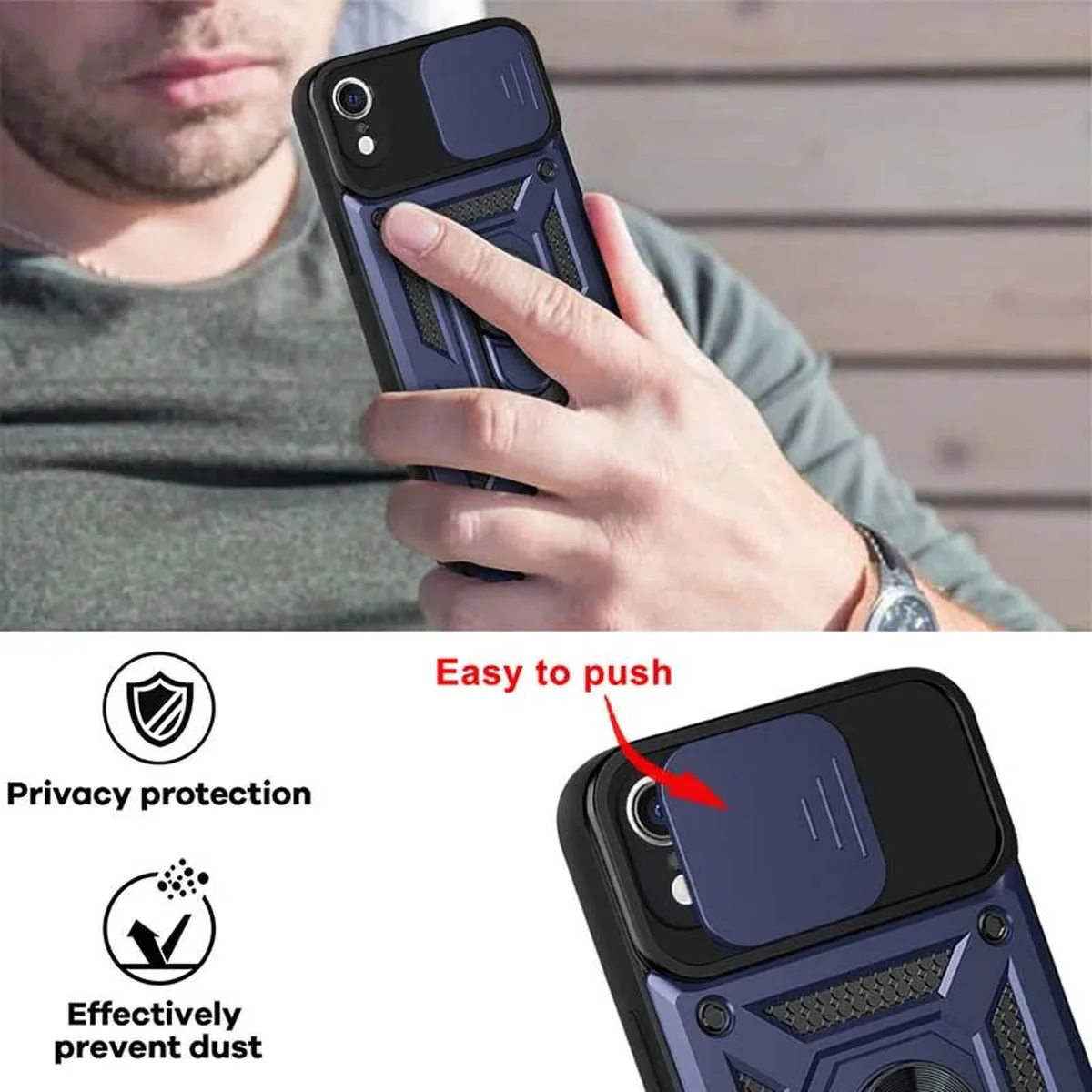 Удароміцний чохол Camshield Serge Ring для iPhone XR (6.1") Синій