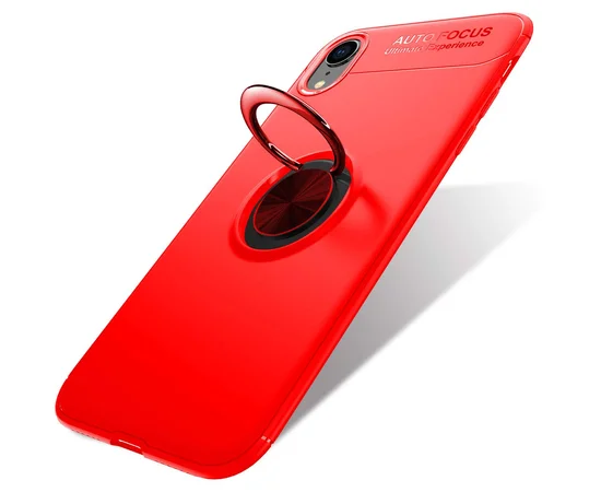 TPU чехол Deen ColorRing под магнитный держатель (opp) для Apple iPhone XR (6.1") Красный / Красный
