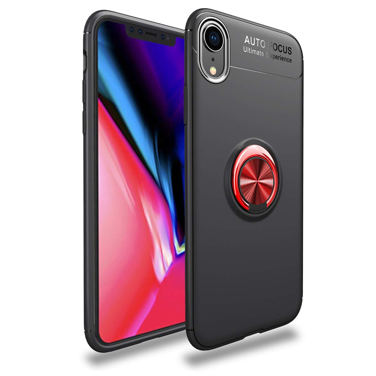 TPU чохол Deen ColorRing під магнітний тримач (opp) для Apple iPhone XR (6.1 ") Чорний / Червоний