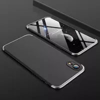 Пластиковая накладка GKK LikGus 360 градусов (opp) для Apple iPhone XR (6.1") Черный / Серебряный