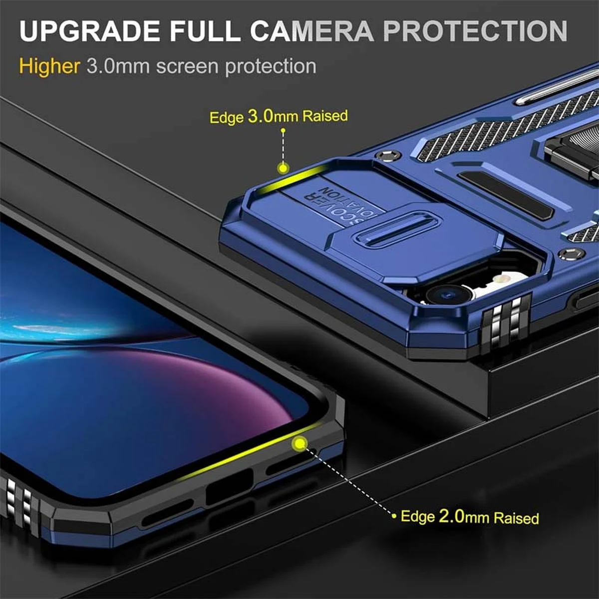 Ударопрочный чехол Camshield Army Ring для Apple iPhone XR (6.1") Синий / Navy