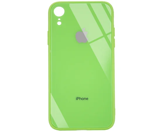 TPU + Glass чохол GLOSSY Logo Full camera (opp) для Apple iPhone XR (6.1 ") Салатовий