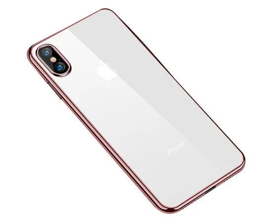 Прозрачный силиконовый чехол с глянцевой окантовкой Full Camera для Apple iPhone XS Max (6.5") Rose Gold