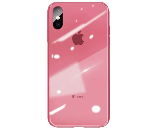 TPU+Glass чехол GLOSSY Logo series для Apple iPhone XS Max (6.5") Красный / Red orchid
