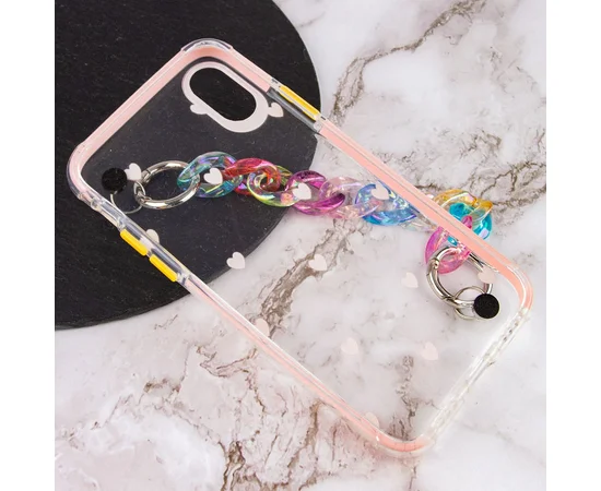 TPU+PC чехол Colorspot с ремешком-цепью для Apple iPhone XS Max (6.5") Pink hearts