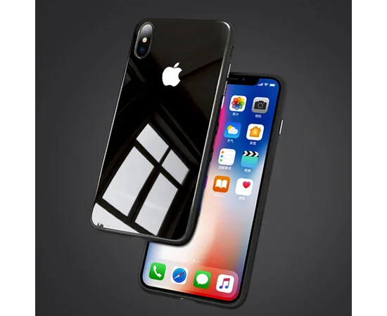 TPU+Glass чехол GLOSSY Logo series для Apple iPhone XS Max (6.5") Черный / Black