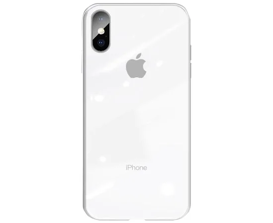 TPU+Glass чехол GLOSSY Logo series для Apple iPhone XS Max (6.5") Белый / White