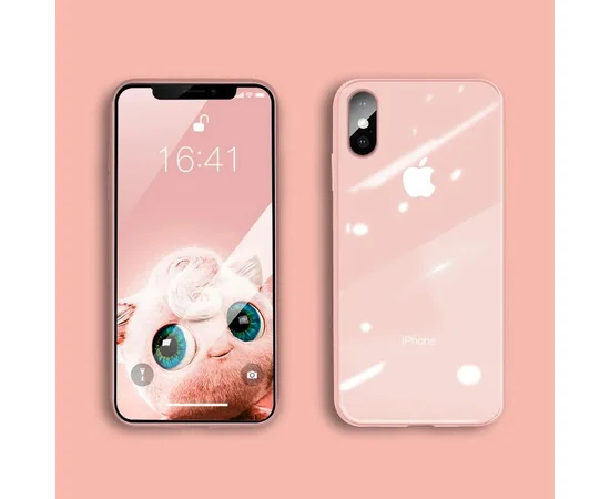 TPU+Glass чехол GLOSSY Logo series для Apple iPhone XS Max (6.5") Rose Gold