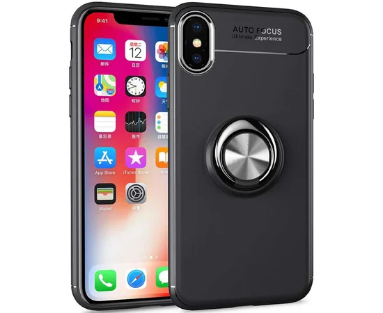 TPU чехол Deen ColorRing под магнитный держатель (opp) для Apple iPhone XS Max (6.5") Черный / Черный
