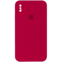Чехол Silicone Case Square Full Camera Protective (AA) для Apple iPhone XS Max (6.5") Красный / Rose Red