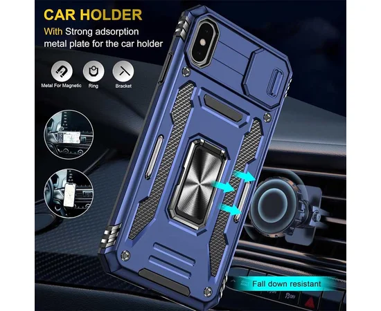 Удароміцний чохол Camshield Army Ring для Apple iPhone XS Max (6.5") Синій / Navy