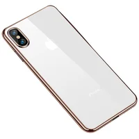 Прозрачный силиконовый чехол с глянцевой окантовкой Full Camera для Apple iPhone XS Max (6.5") Золотой