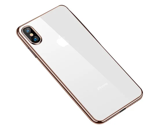 Прозрачный силиконовый чехол с глянцевой окантовкой Full Camera для Apple iPhone XS Max (6.5") Золотой