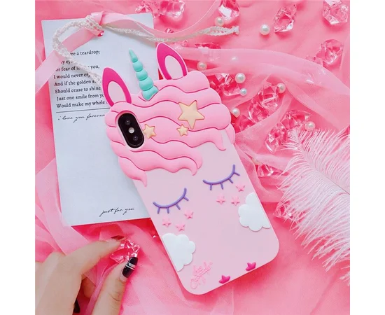 Силиконовая накладка 3D Little Unicorn для Apple iPhone XS Max (6.5") Розовый