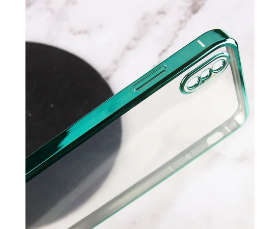 Прозрачный силиконовый чехол с глянцевой окантовкой Full Camera для Apple iPhone XS Max (6.5") Зеленый