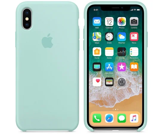 Чехол Silicone case (AAA) для Apple iPhone XS Max (6.5") Бирюзовый / Light blue