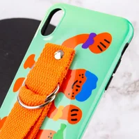 Чохол Funny Holder з кольоровим ремінцем для Apple iPhone XS Max (6.5") Зелений / Помаранчевий