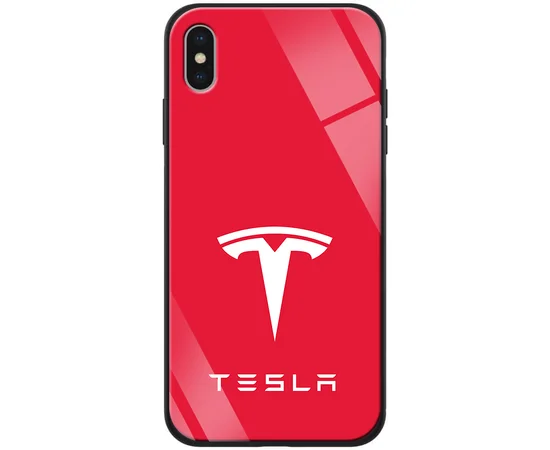 TPU+Glass чехол ForFun для Apple iPhone XS Max (6.5") Красный/Тесла