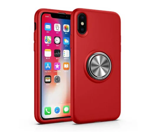 TPU чехол Summer ColorRing под магнитный держатель для Apple iPhone XS Max (6.5") Красный